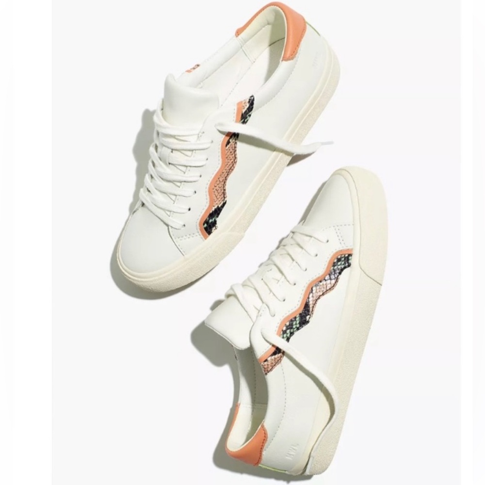 Madewell Sidewalk Sneakers snake embossed leather wave edition